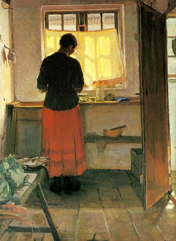 Anna Ancher pigen i kokkenet oil painting picture